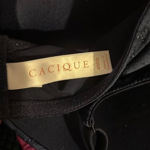 Cacique Boost Plunge Bra With Floral Lace Navy Sz 40 DD Underwire Padded Sexy - Picture 3 of 3